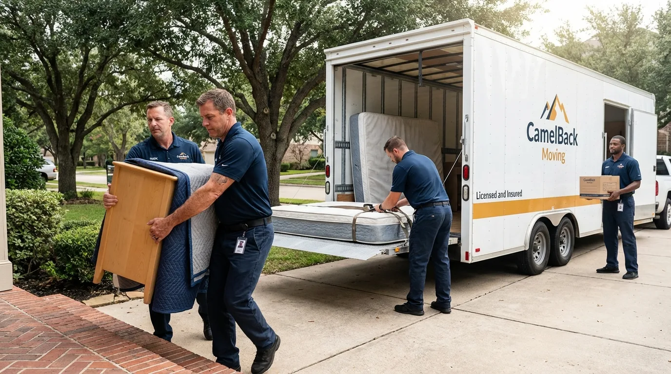 Crew loading residential truck for cross-state move from Hoquiam, WA